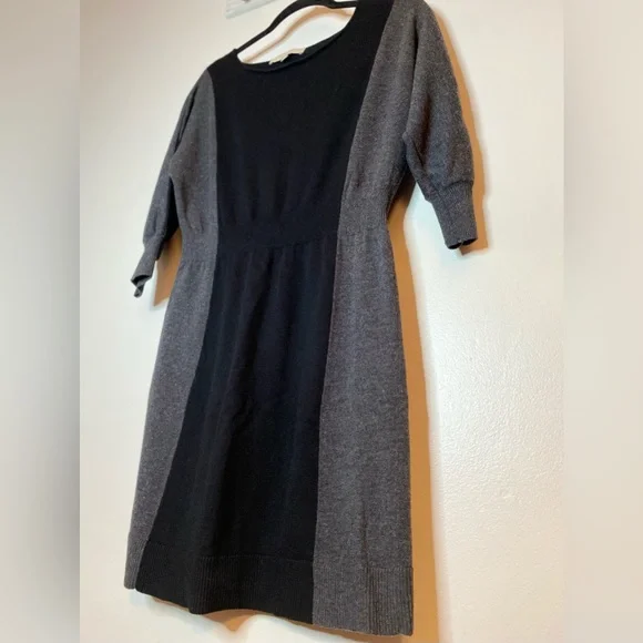Ann Taylor Loft Black Gray Sweater Dress Sz Small - Picture 5 of 7